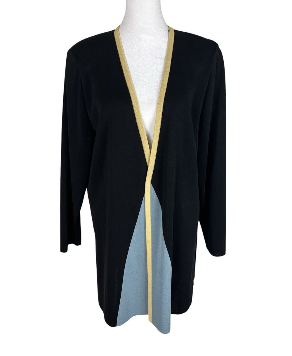 Exclusively Misook Open Front Black Cardigan Minimalist Timeless Plus Size 1X